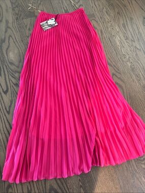 Hot Pink Pleated Maxi Skirt - Alice & You